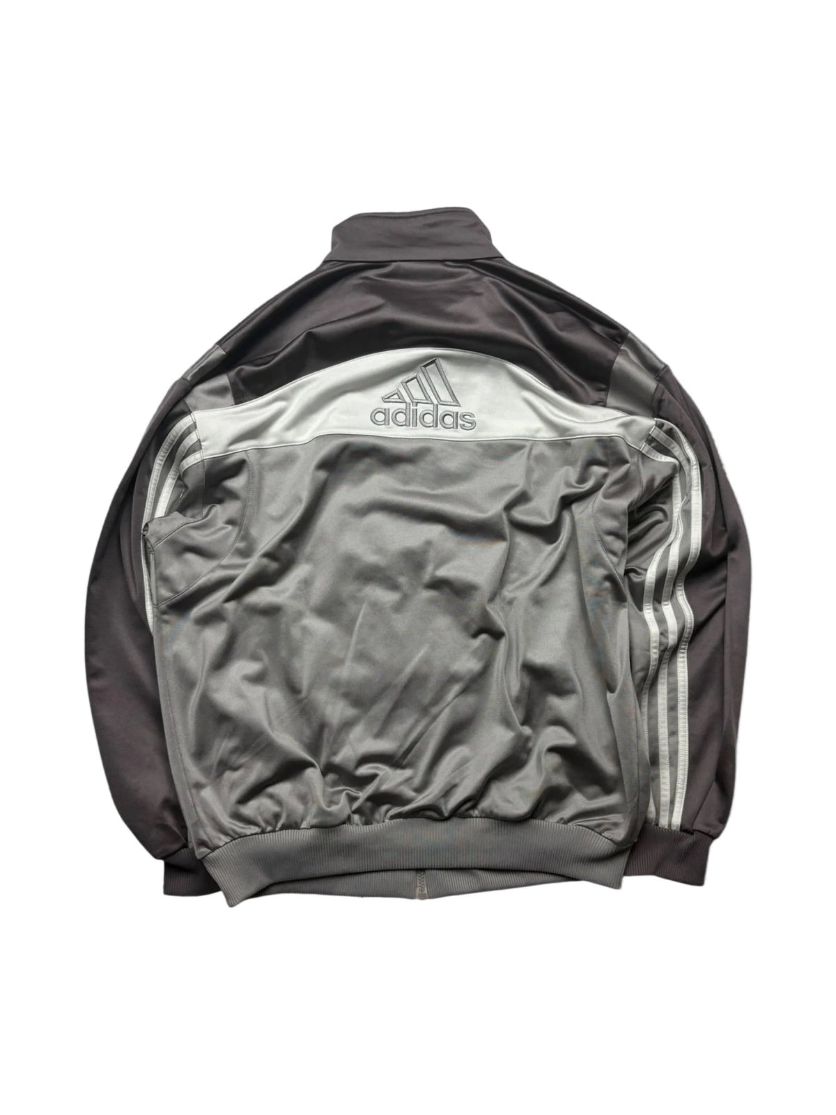 Adidas Backprint Vintage Trackjacket in Grau/Dunkelgrau – Rückansicht