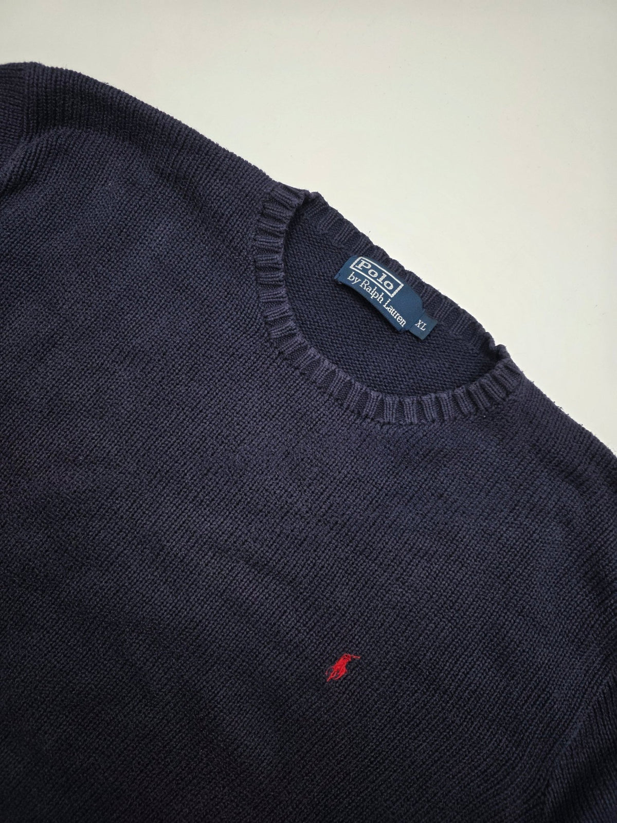 Polo Ralph Lauren Red Pony Vintage Strickpullover in Navy – Logo im Detail