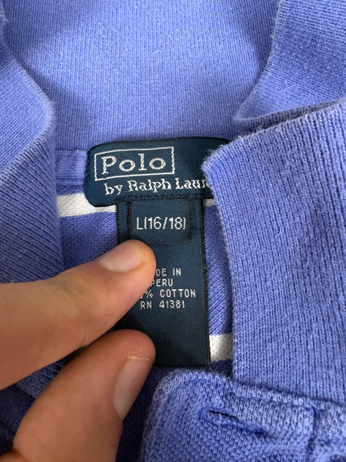 Polo by Ralph Lauren Etikett Größe L (16/18) Made in Peru