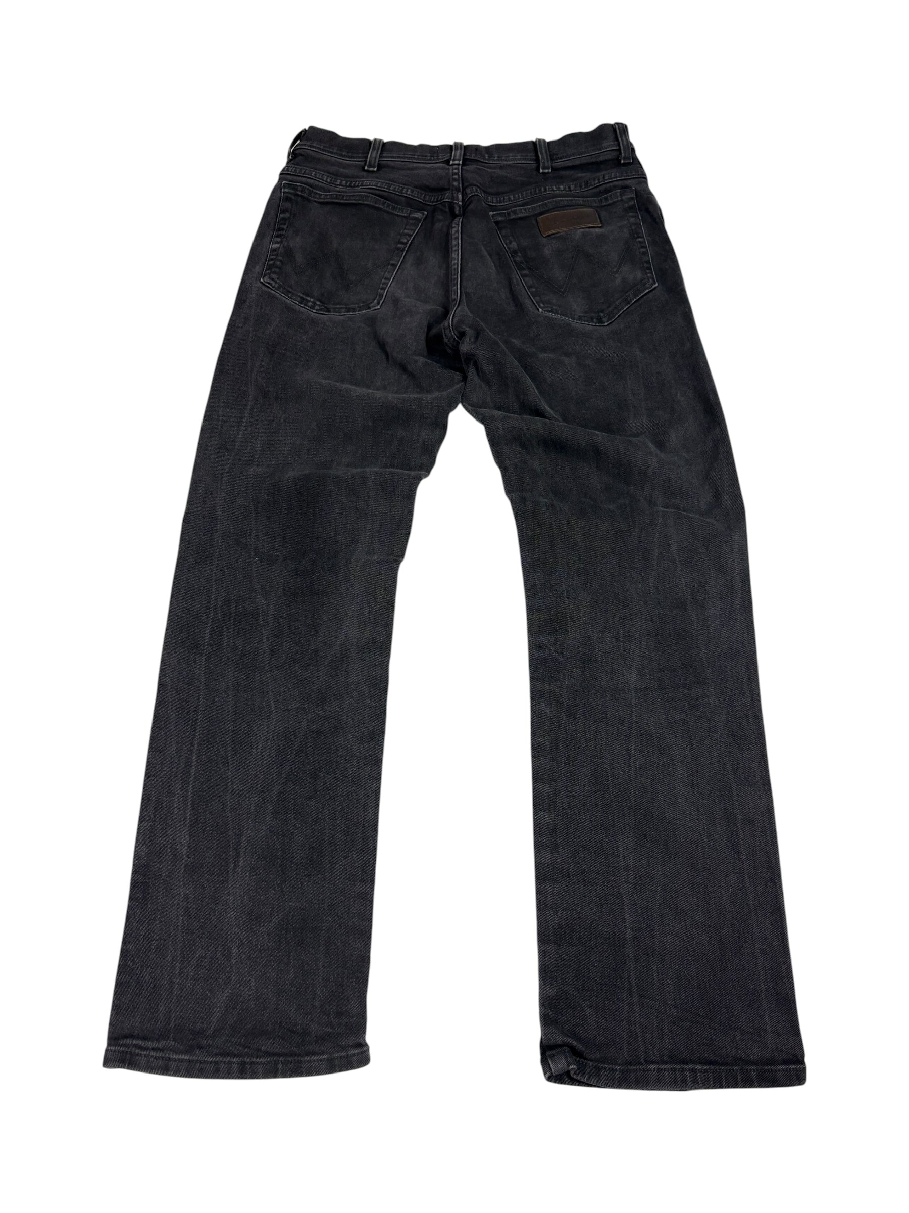 Schwarze Wrangler W-Naht Vintage Jeans in Größe W34 L32 in vollständiger Produktansicht