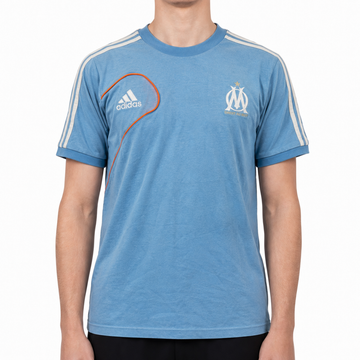 Adidas Olympique Marseille Vintage Shirt Blau mit OM Logo – Größe L