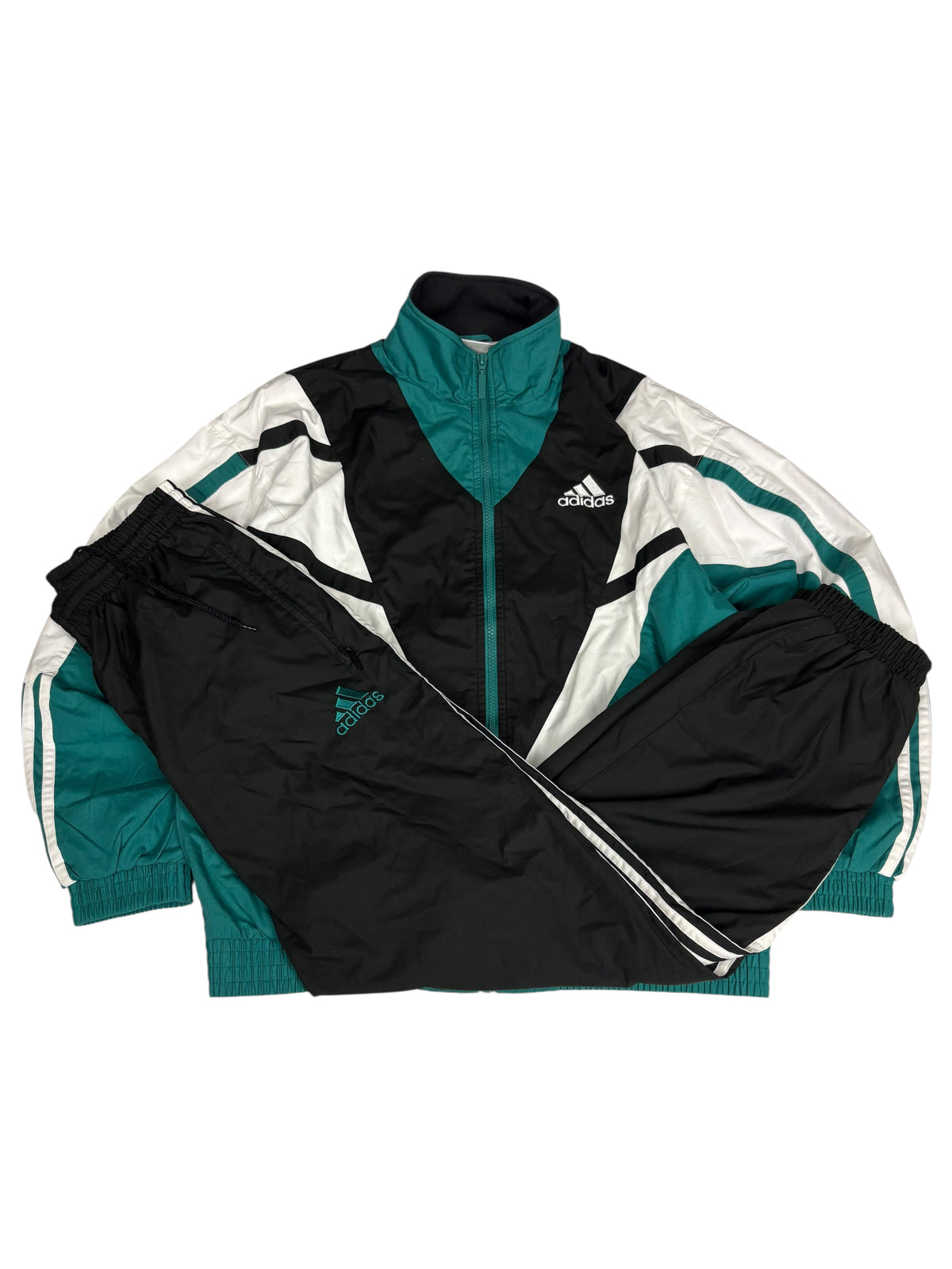 Adidas 90s Vintage Tracksuit – Schwarz/Türkis