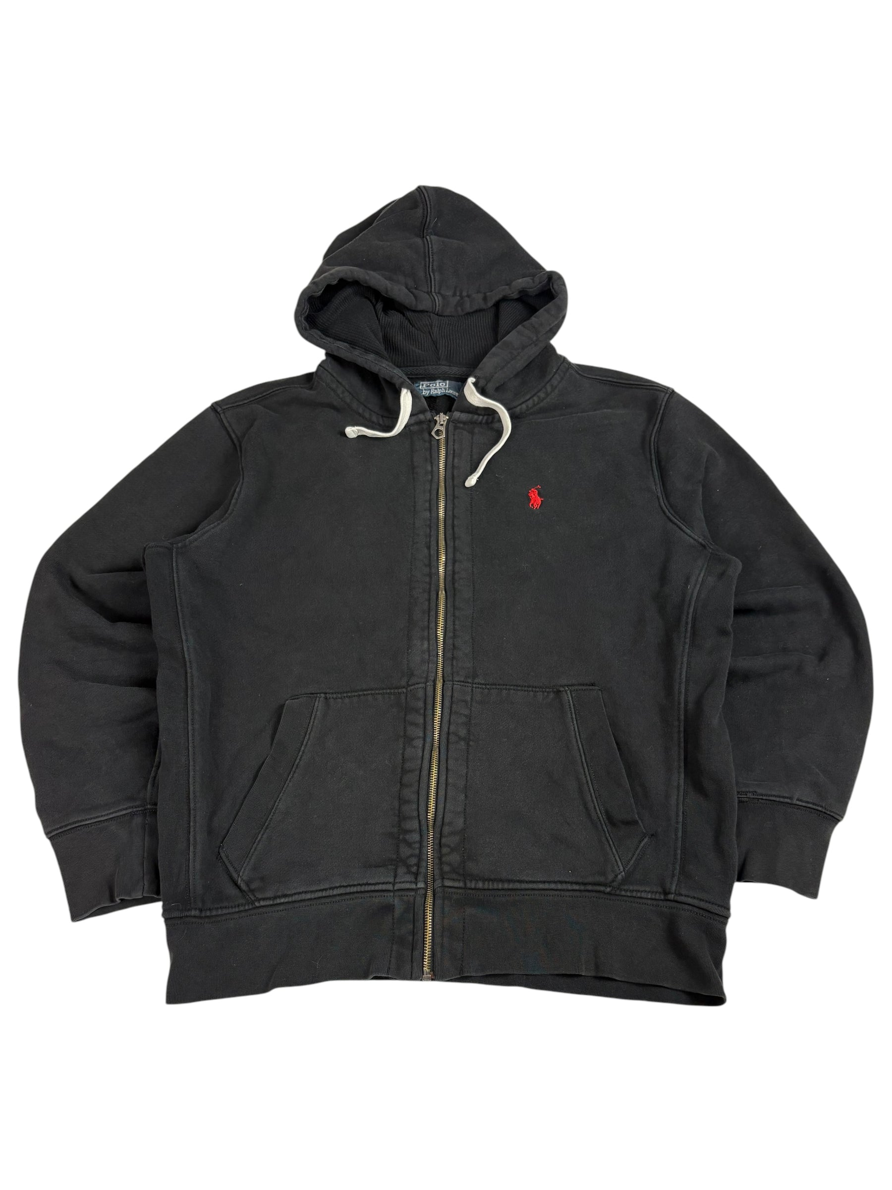 Schwarze Polo Ralph Lauren Vintage Full-Zip Sweatjacke in Größe XL in Vorderansicht