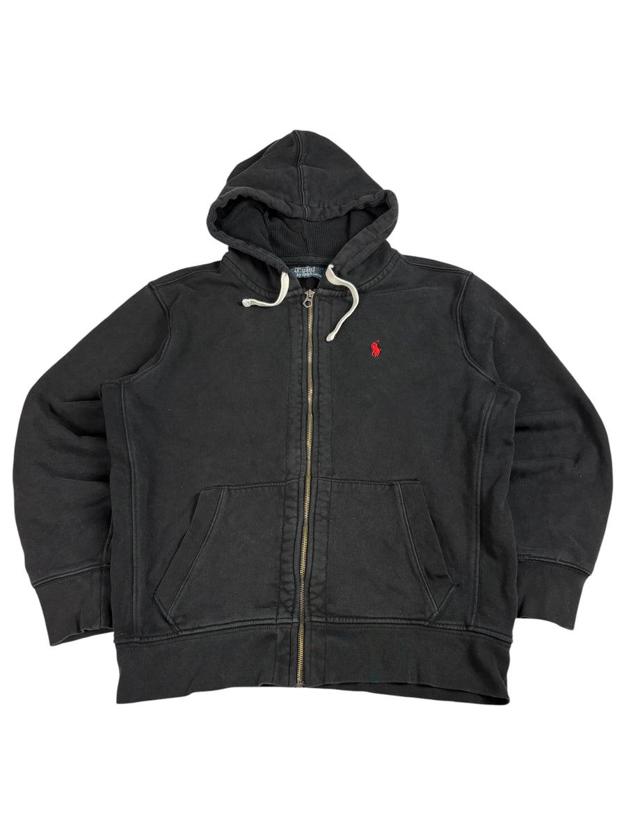 Schwarze Polo Ralph Lauren Vintage Full-Zip Sweatjacke in Größe XL in Vorderansicht