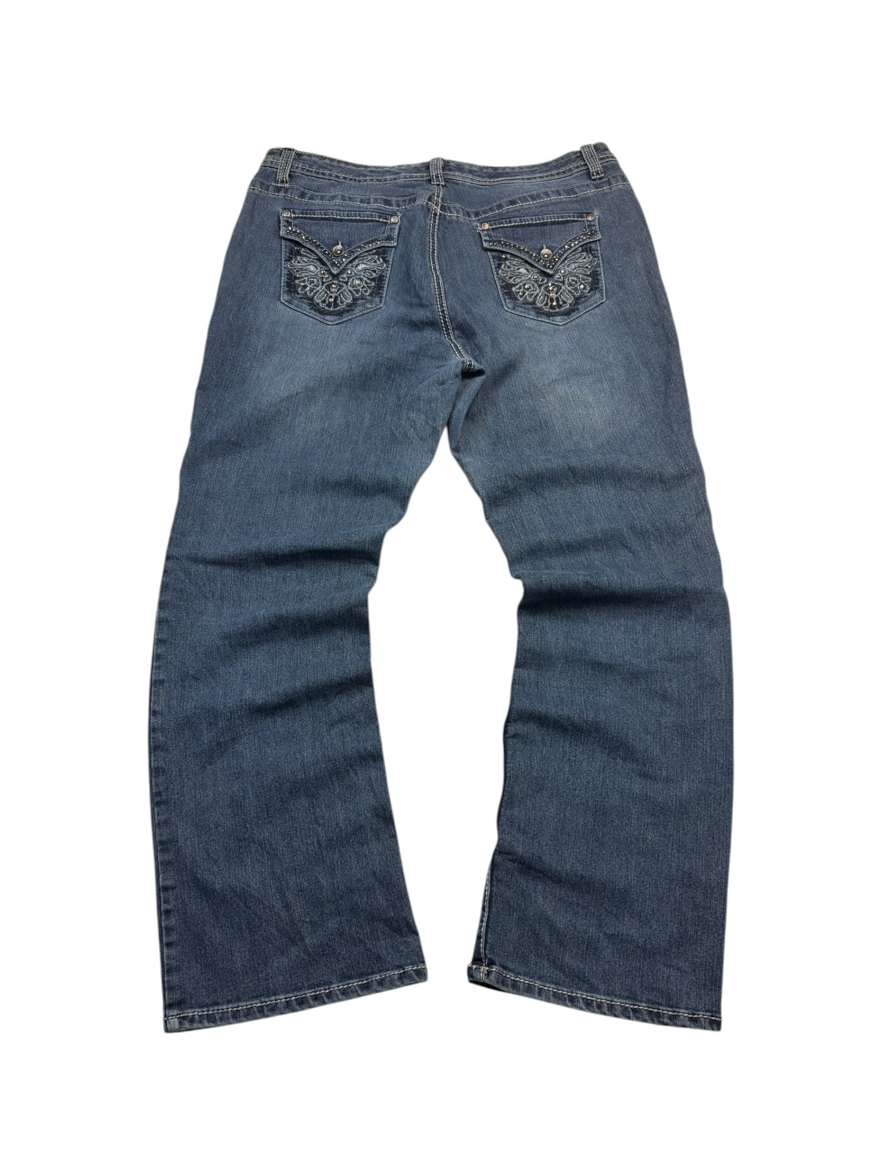 Nine West Butterfly-Flap Vintage Jeans – Blau (33/16)