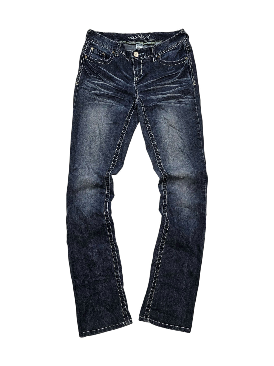 Vintage Maurices Slim Bootcut Jeans Y2K Denim dunkelblau Frontansicht