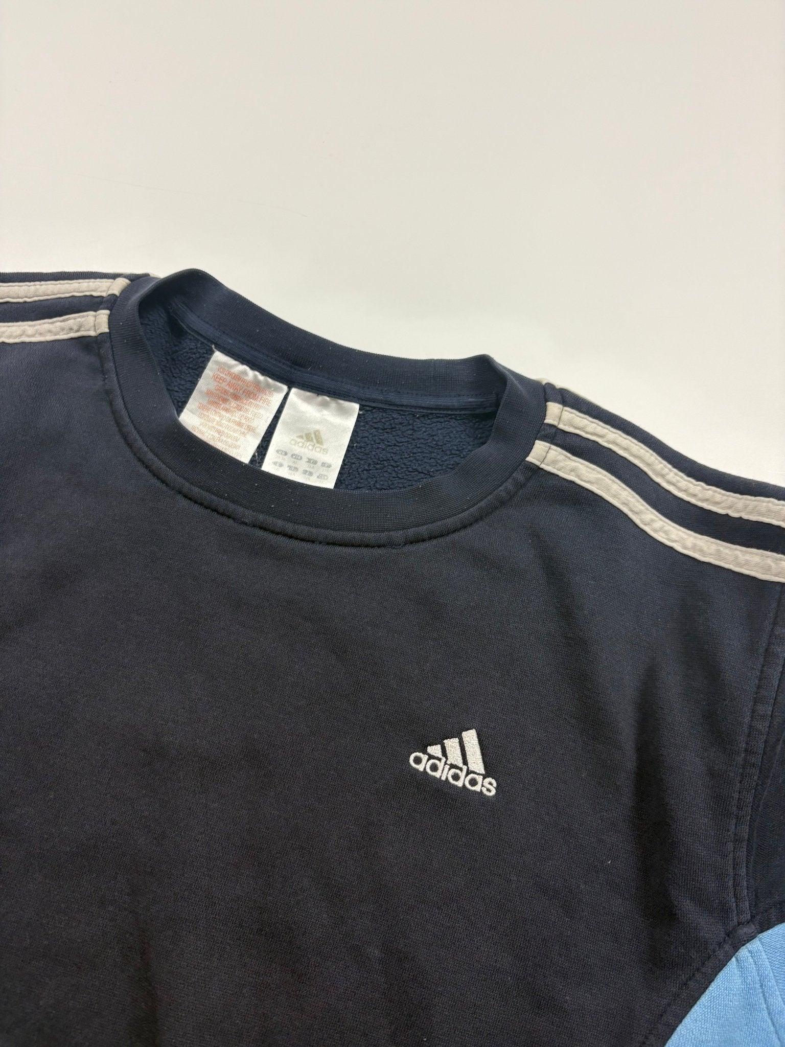 Adidas 3 - Streifen Colorblock Vintage Sweater – Navy/Light Blue (XL) - PKeyVintage