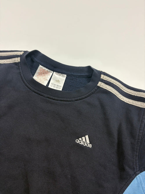 Adidas 3 - Streifen Colorblock Vintage Sweater – Navy/Light Blue (XL) - PKeyVintage