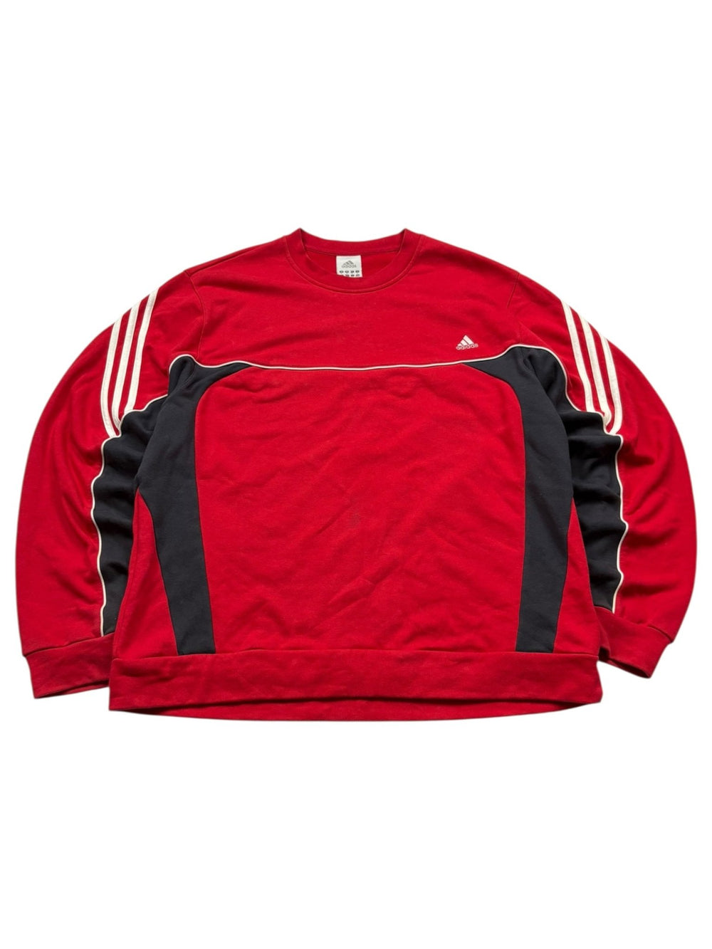 Adidas 3-Streifen Vintage Sweater in Rot und Schwarz mit weißen Three Stripes und Brustlogo