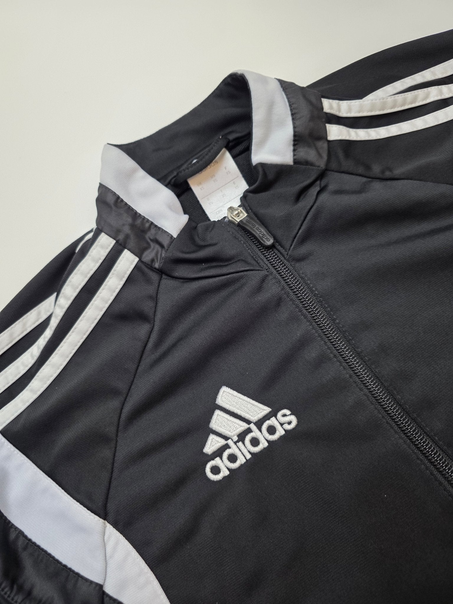 Adidas 3 - Streifen Vintage Trackjacket – Schwarz/Weiß (XS) - PKeyVintage