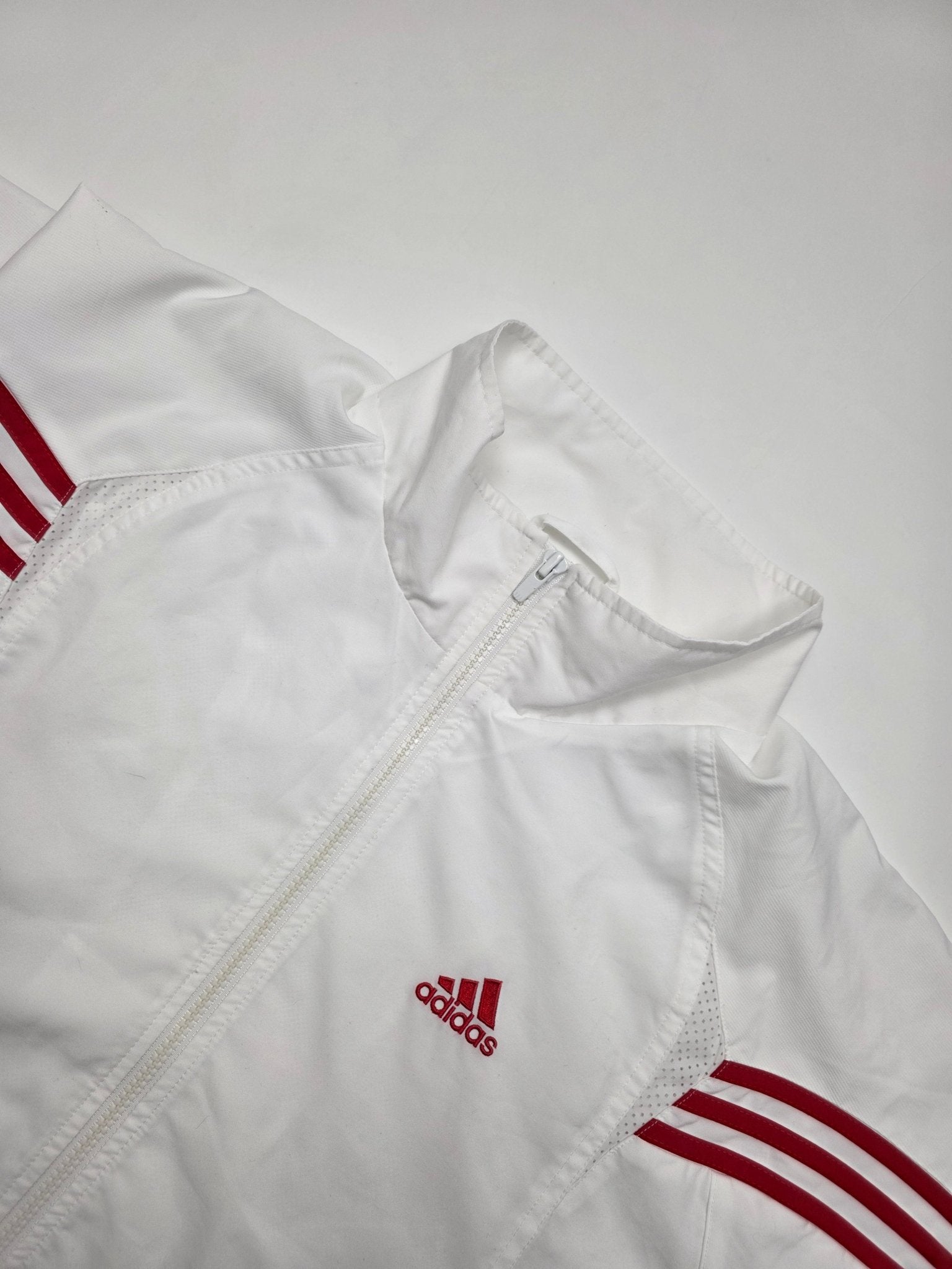 Adidas 3 - Streifen Vintage Trackjacket – Weiß/Rot (XL) - PKeyVintage