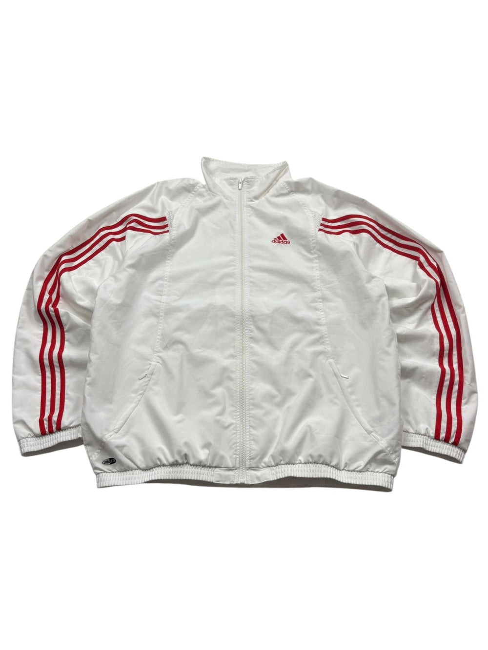 Adidas 3 - Streifen Vintage Trackjacket – Weiß/Rot (XL) - PKeyVintage