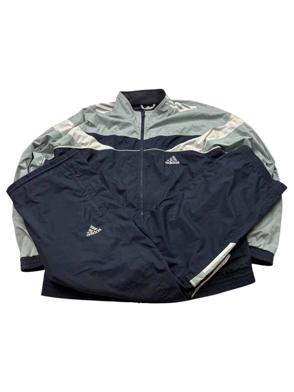 Adidas 3 - Streifen Vintage Tracksuit – Navy/Grau (XL) - PKeyVintage