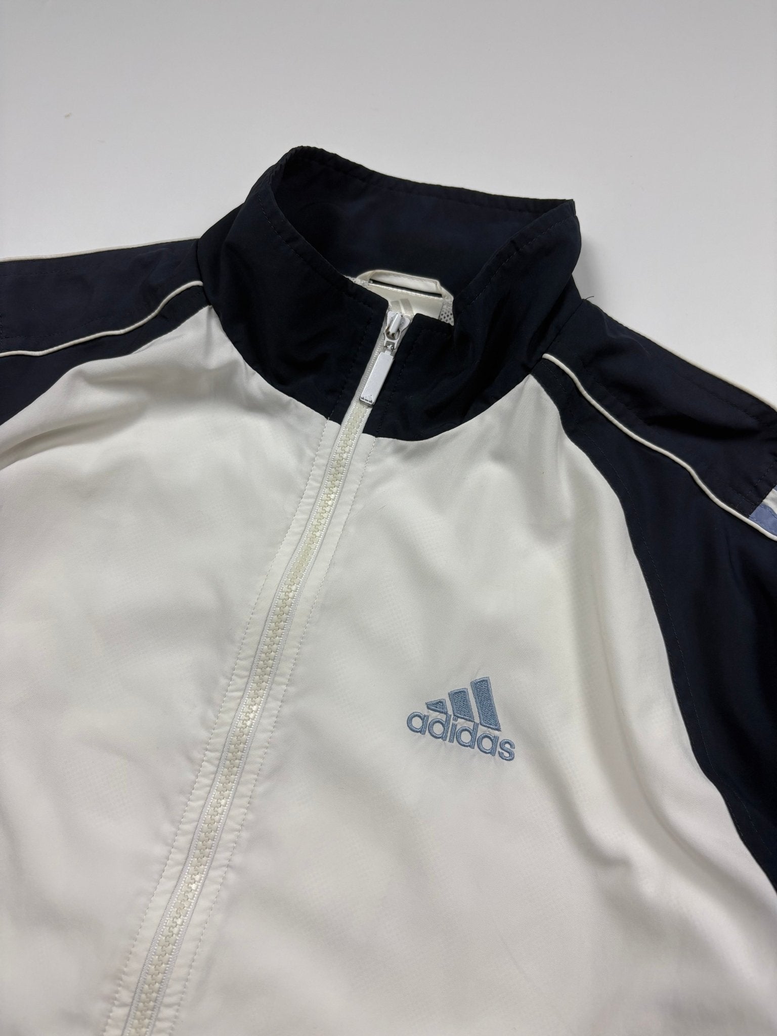 Adidas 3 - Streifen Y2K Vintage Tracksuit – Weiß/Navy (M) - PKeyVintage