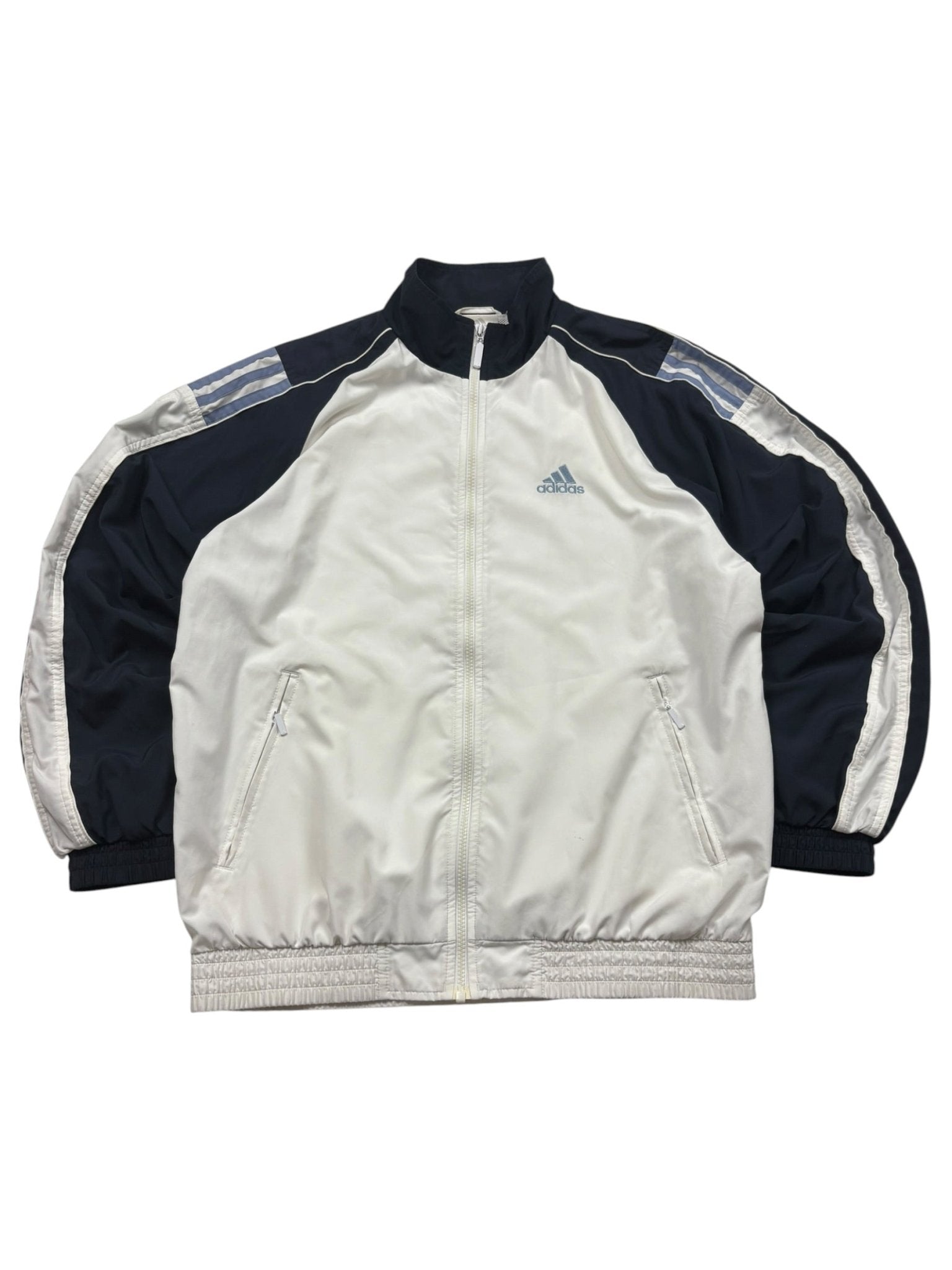 Adidas 3 - Streifen Y2K Vintage Tracksuit – Weiß/Navy (M) - PKeyVintage
