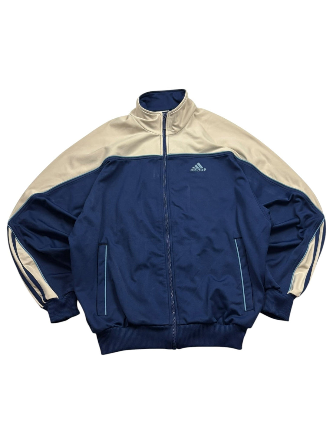 Adidas 80s Vintage Tracksuit – Creme/Navy (M) - PKeyVintage