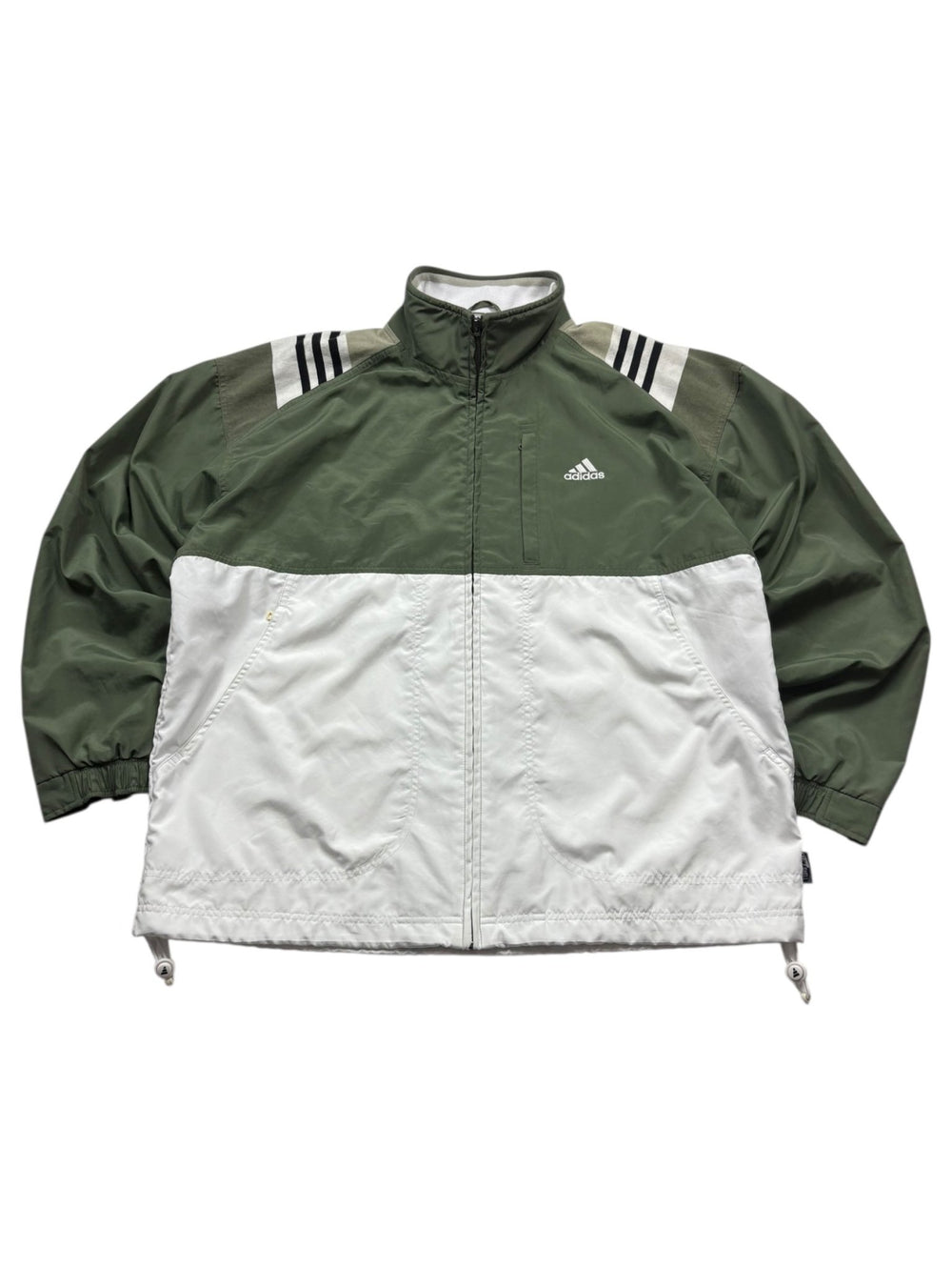 Adidas 90s Trackjacket - Olivgrün/Weiß (XL) - PKeyVintage