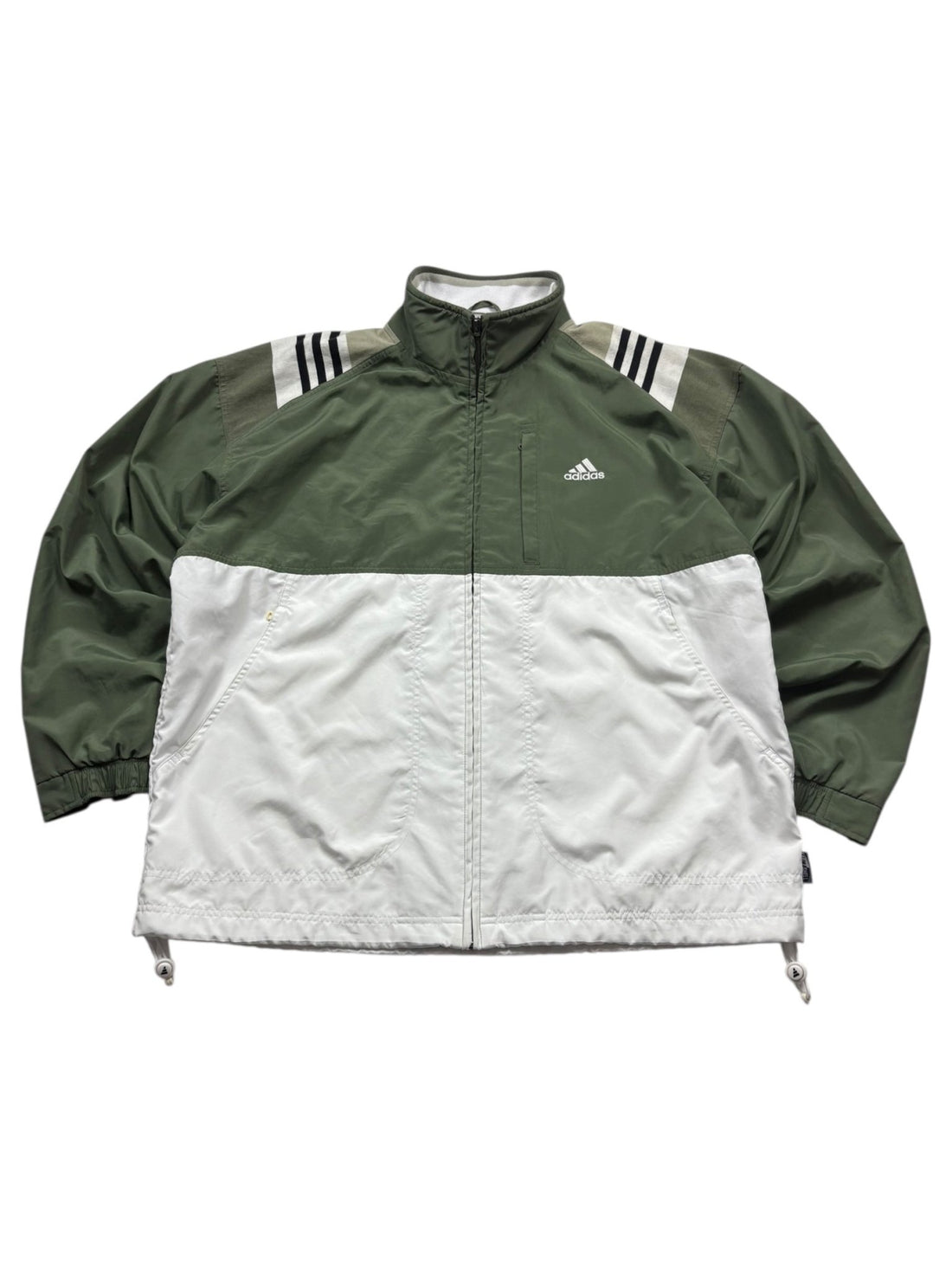 Adidas 90s Trackjacket - Olivgrün/Weiß (XL) - PKeyVintage