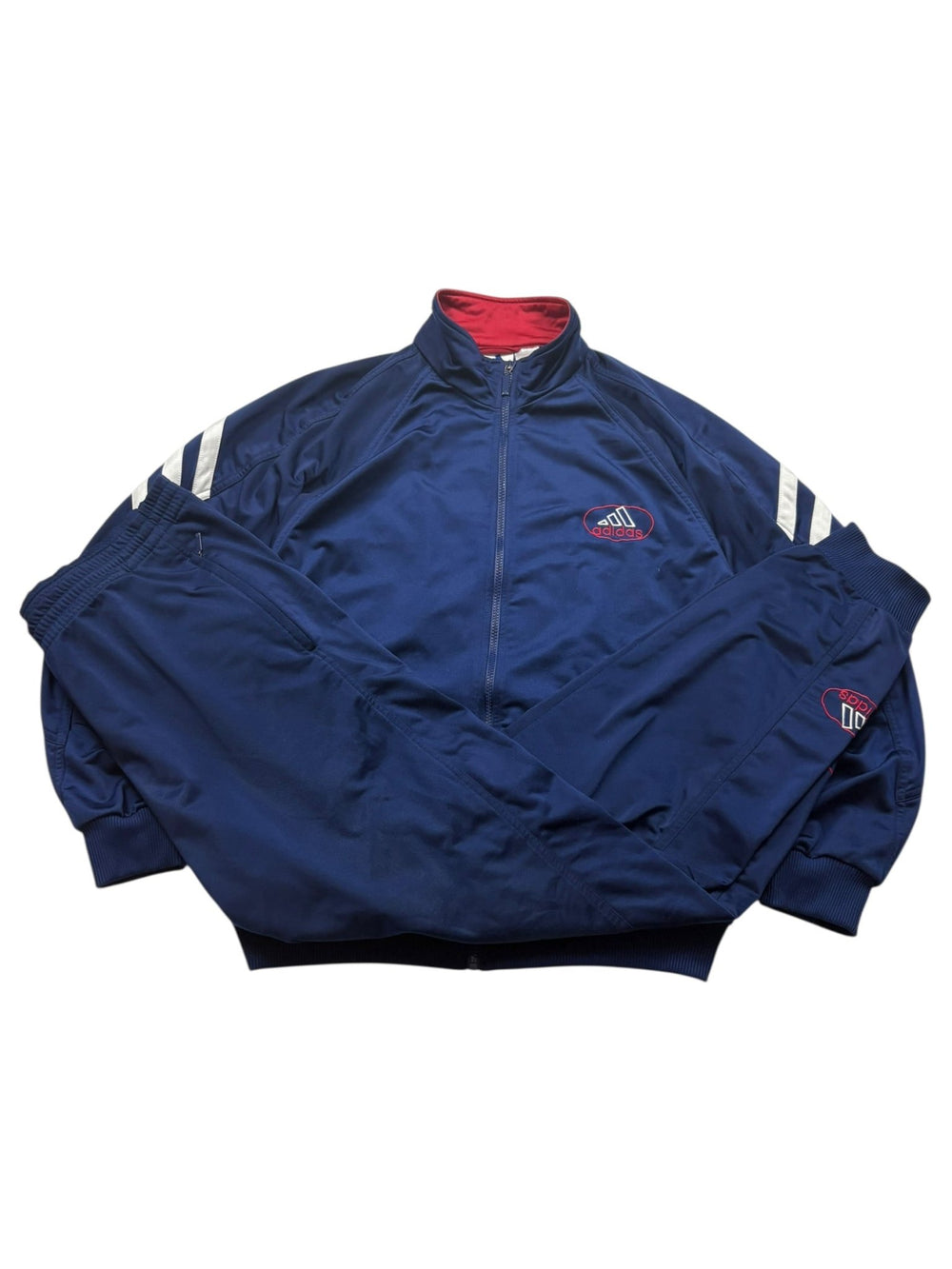 Adidas 90s Tracksuit - Navy/Rot/Weiß (L) - PKeyVintage