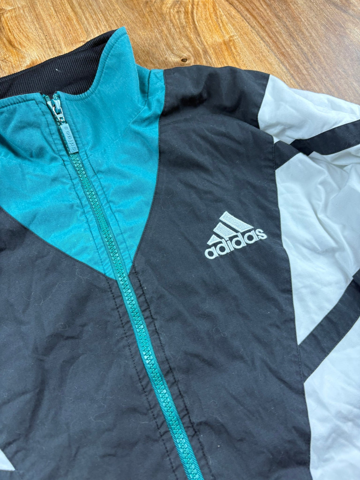 Adidas 90s Trainingsanzug - Türkis/Schwarz/Weiß (L) - PKeyVintage