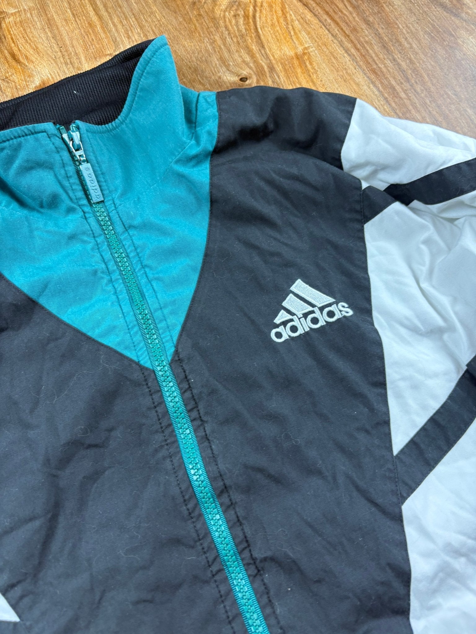 Adidas 90s Trainingsanzug - Türkis/Schwarz/Weiß (L) - PKeyVintage