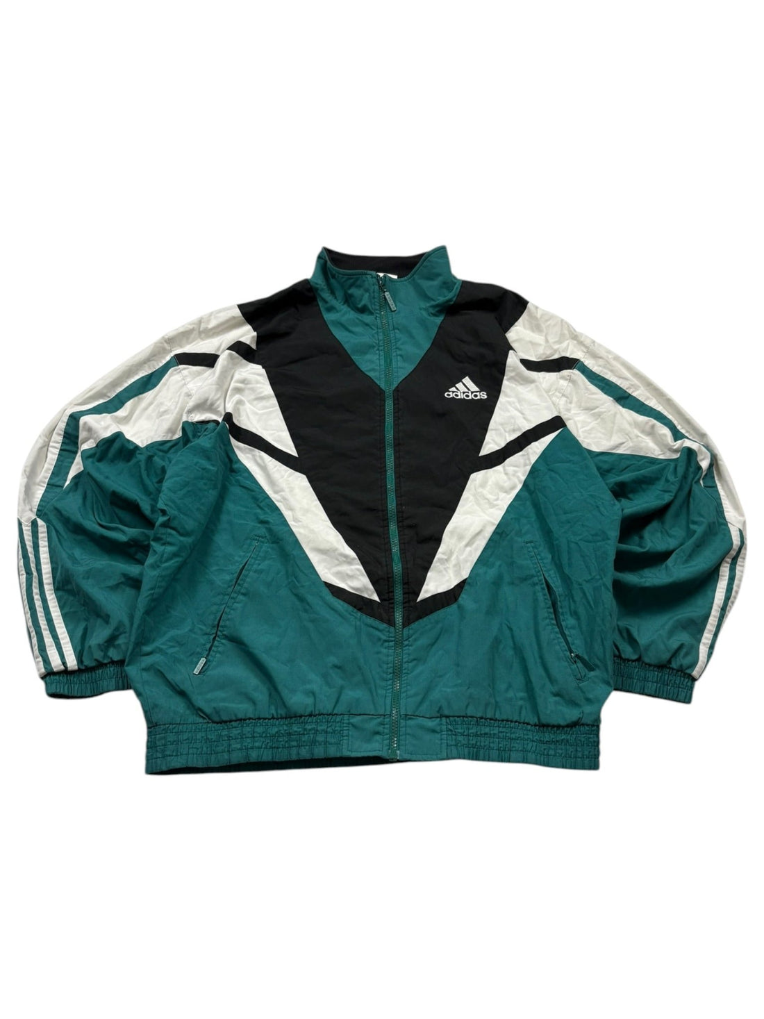 Adidas 90s Trainingsanzug - Türkis/Schwarz/Weiß (L) - PKeyVintage