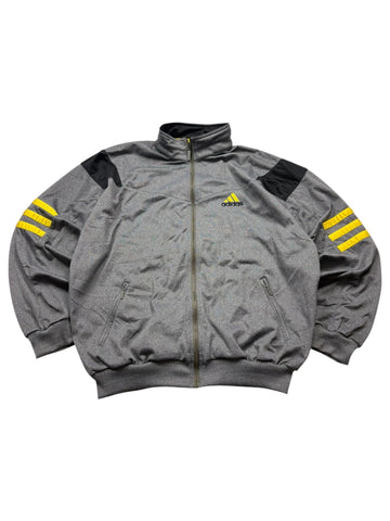 Adidas 90s Vintage Trackjacket – Grau/Schwarz/Gelb (XL) - PKeyVintage