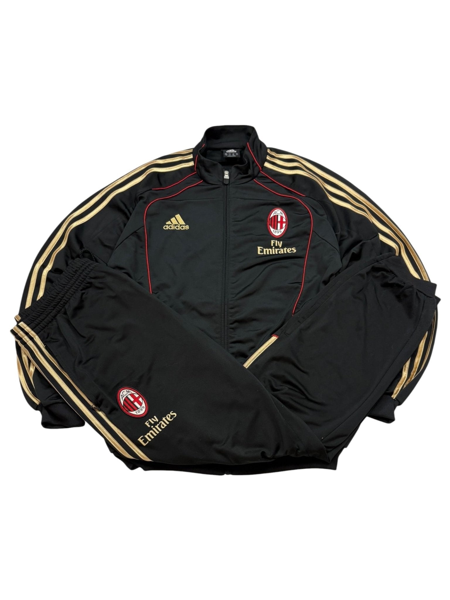 Adidas AC Milan Fly Emirates 2010 Vintage Tracksuit – Schwarz/Gold (L) - PKeyVintage