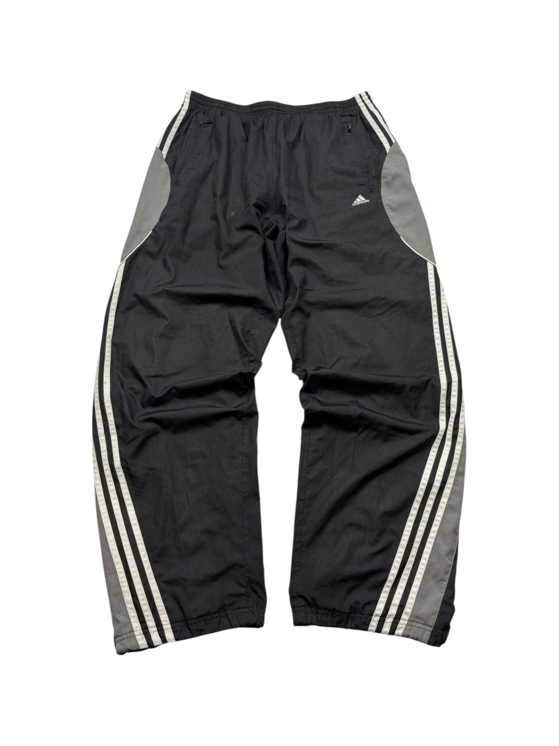 Adidas Baggy Trackpants - Schwarz/Grau/Weiß (L) - PKeyVintage
