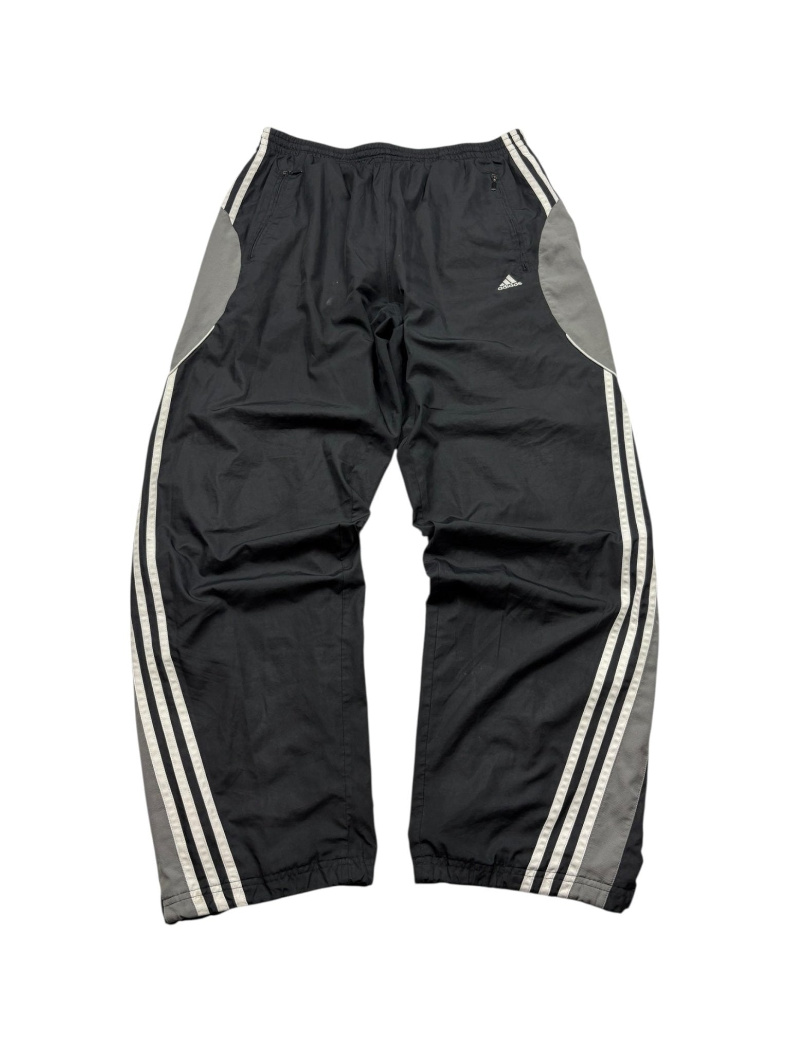 Adidas Baggy Trackpants - Schwarz/Grau/Weiß (L) - PKeyVintage