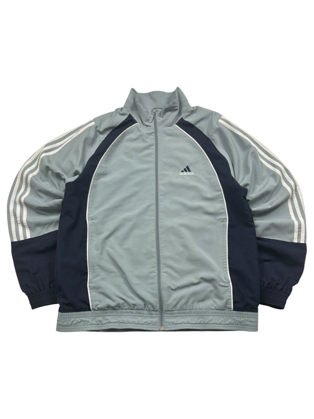 Adidas Big Backprint Y2K Vintage Trainingsjacke – Hellblau/Navy (M) - PKeyVintage