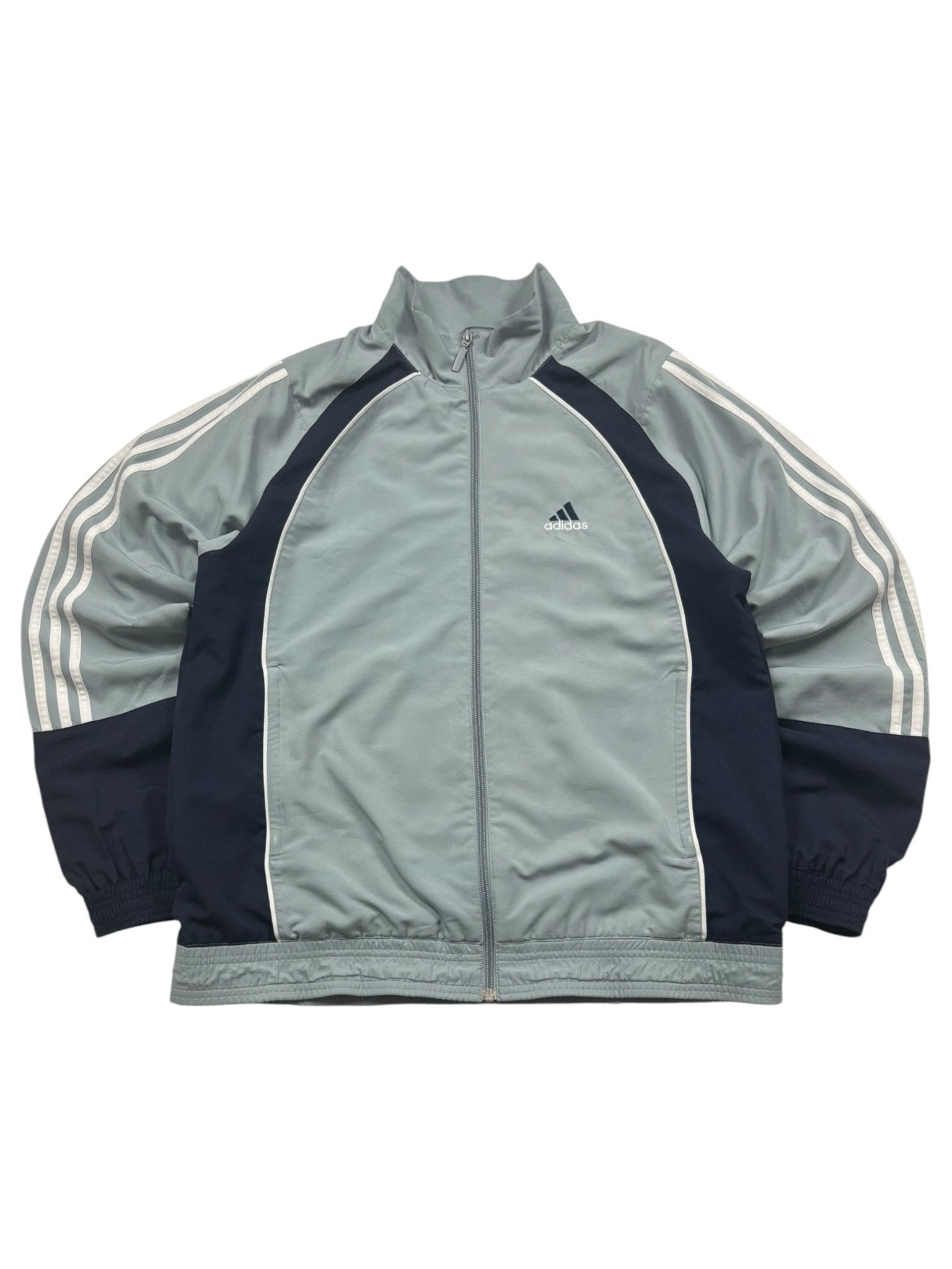 Adidas Big Backprint Y2K Vintage Trainingsjacke – Hellblau/Navy (M) - PKeyVintage