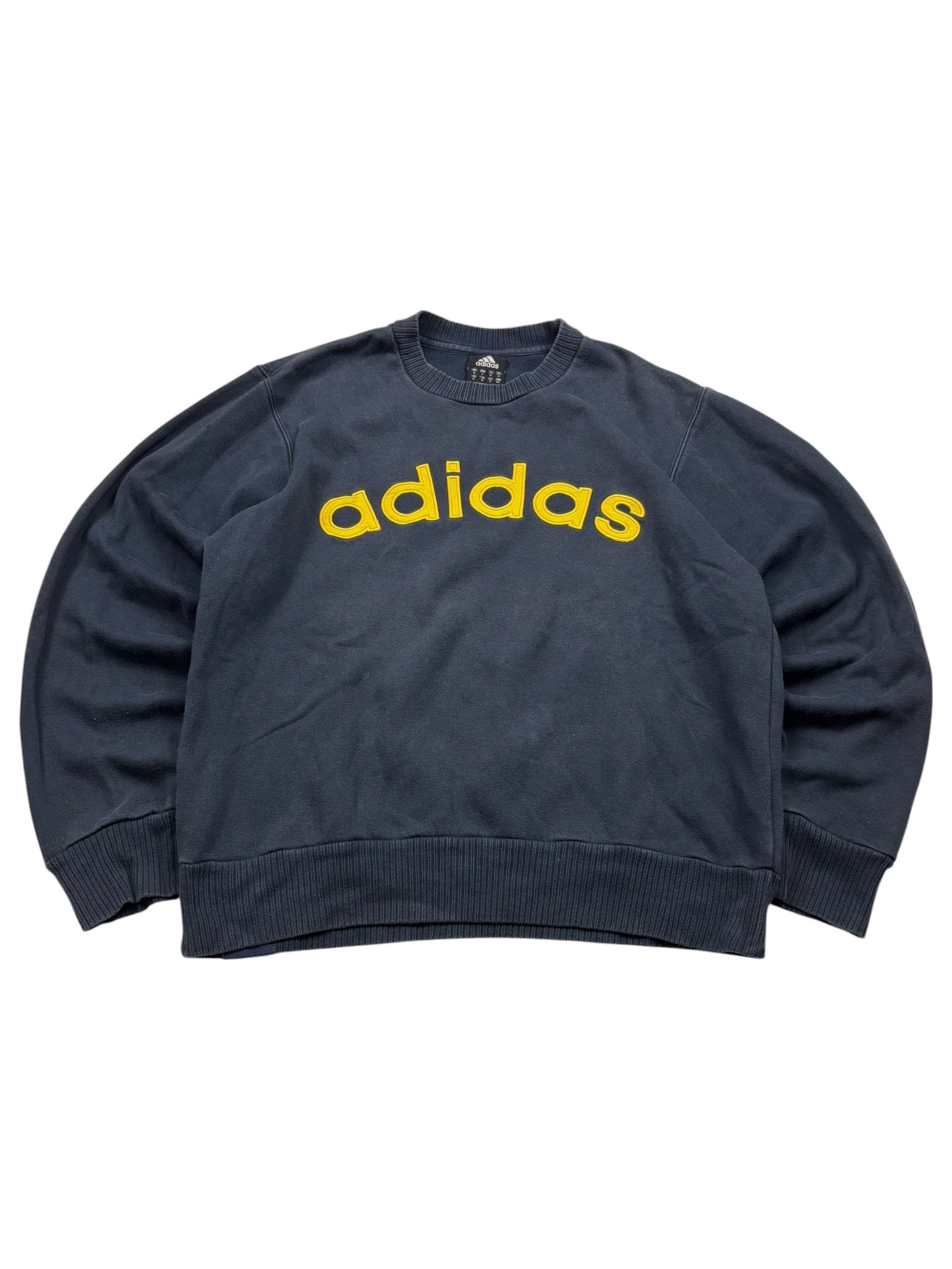 Adidas Big Logo 90er Vintage Sweater – Navy (M) - PKeyVintage