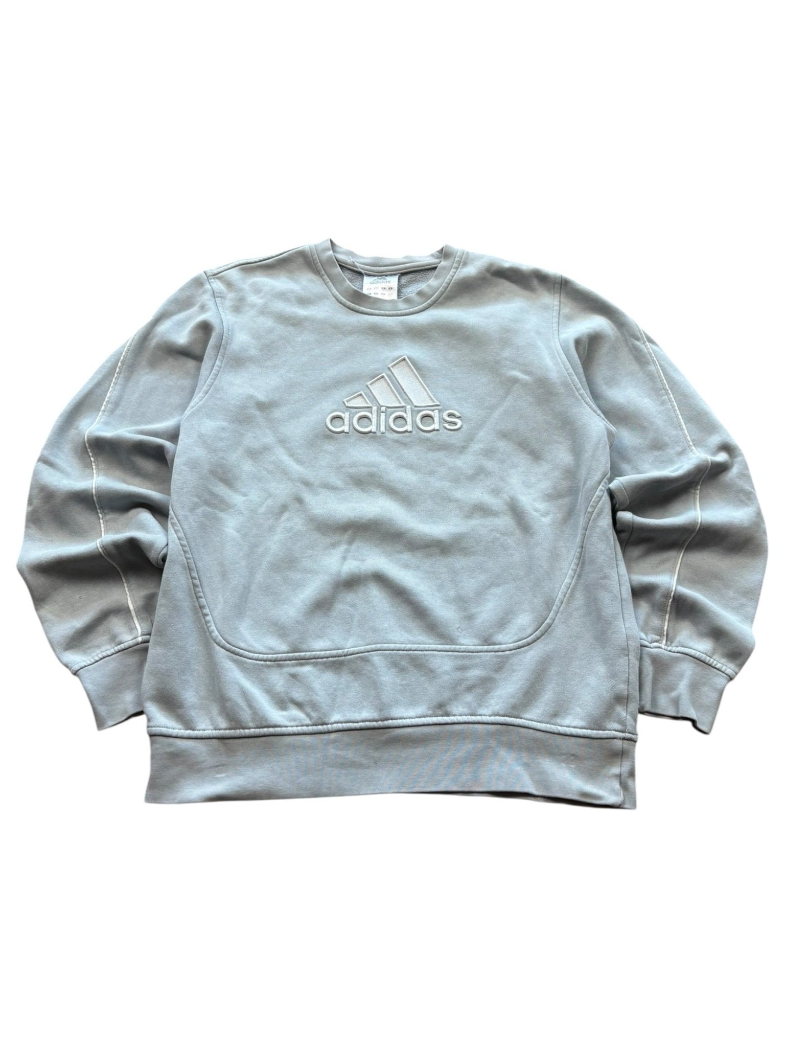 Grauer Adidas Big Logo Vintage Sweater in Größe S, Vorderansicht