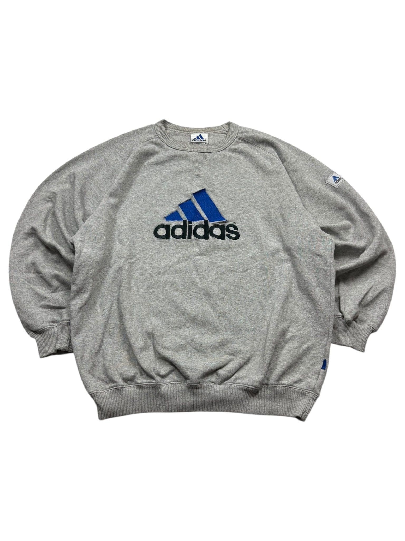 Adidas Big Logo Vintage Sweater – Grau (XL) - PKeyVintage
