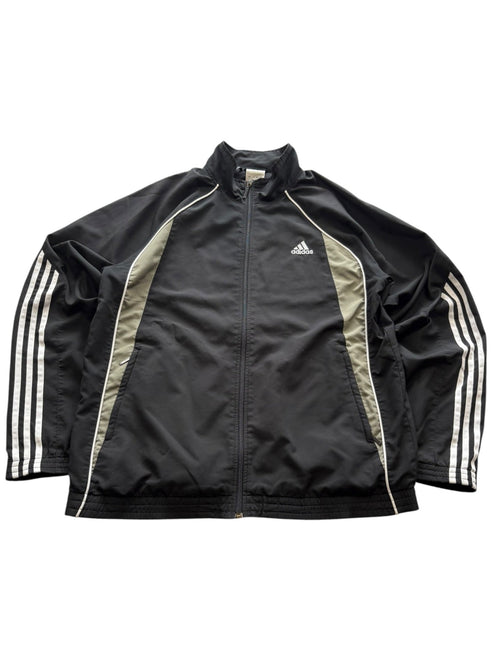 Adidas Clima365 Vintage Trackjacket in Schwarz und Grau mit Three Stripes und kleinem Brustlogo