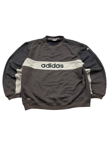 Adidas Brustlogo Vintage Sweater – Grau/Offwhite (M) - PKeyVintage