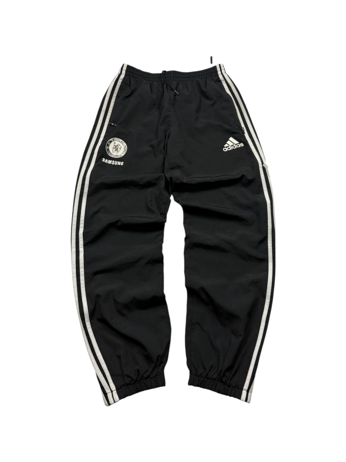 Adidas Chelese Fußball Trackpants - Schwarz/Weiß/Blau (S) - PKeyVintage