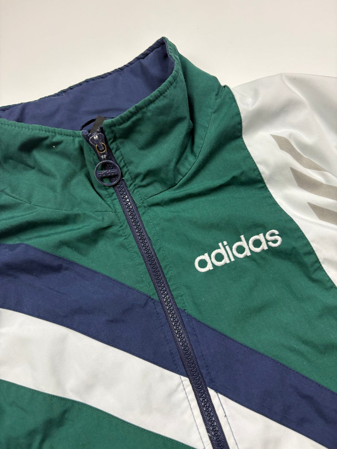 Adidas Chevron Colorblock Vintage Trackjacket – Grün/Navy (XL) - PKeyVintage