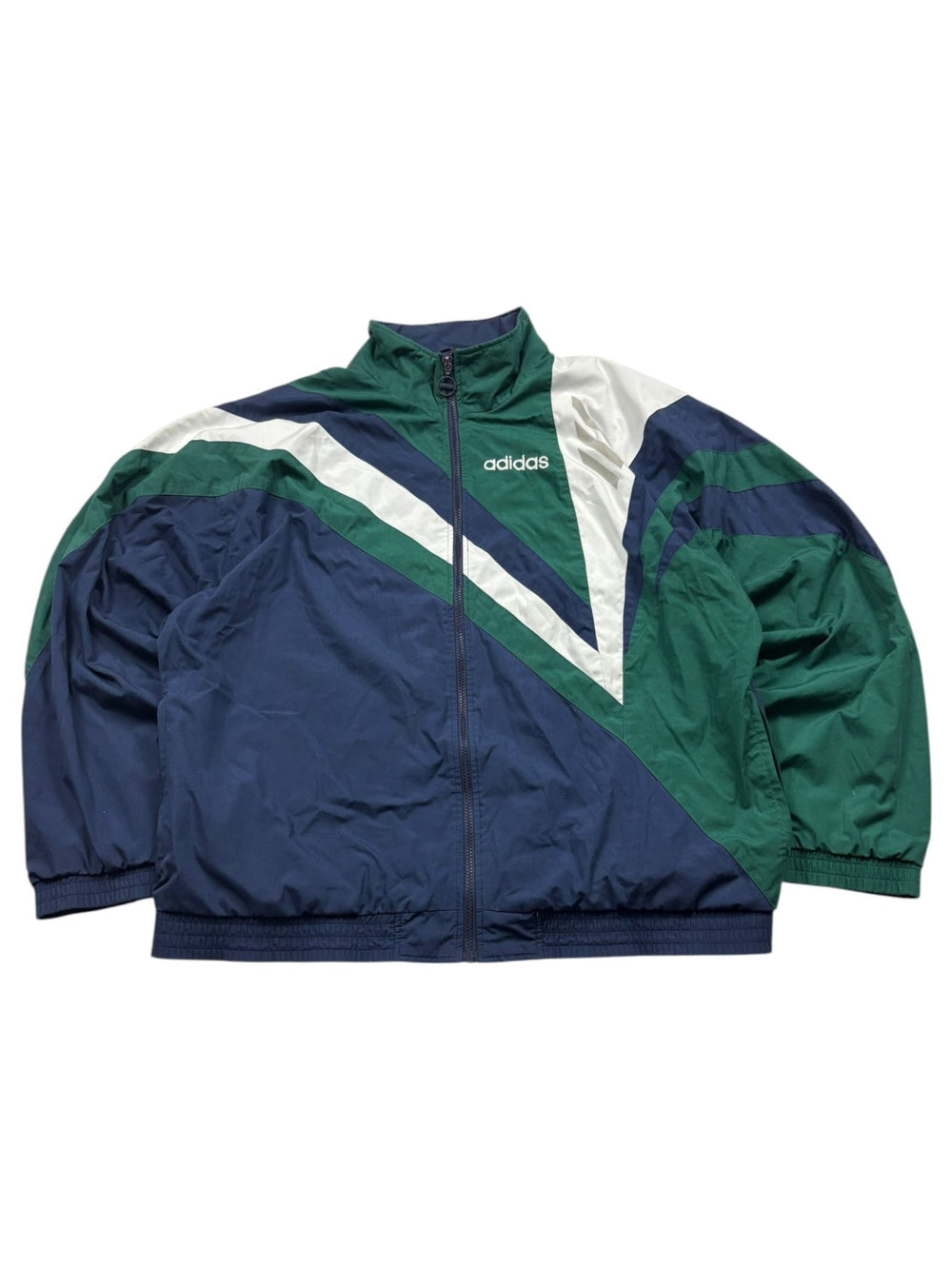 Adidas Chevron Colorblock Vintage Trackjacket – Grün/Navy (XL) - PKeyVintage