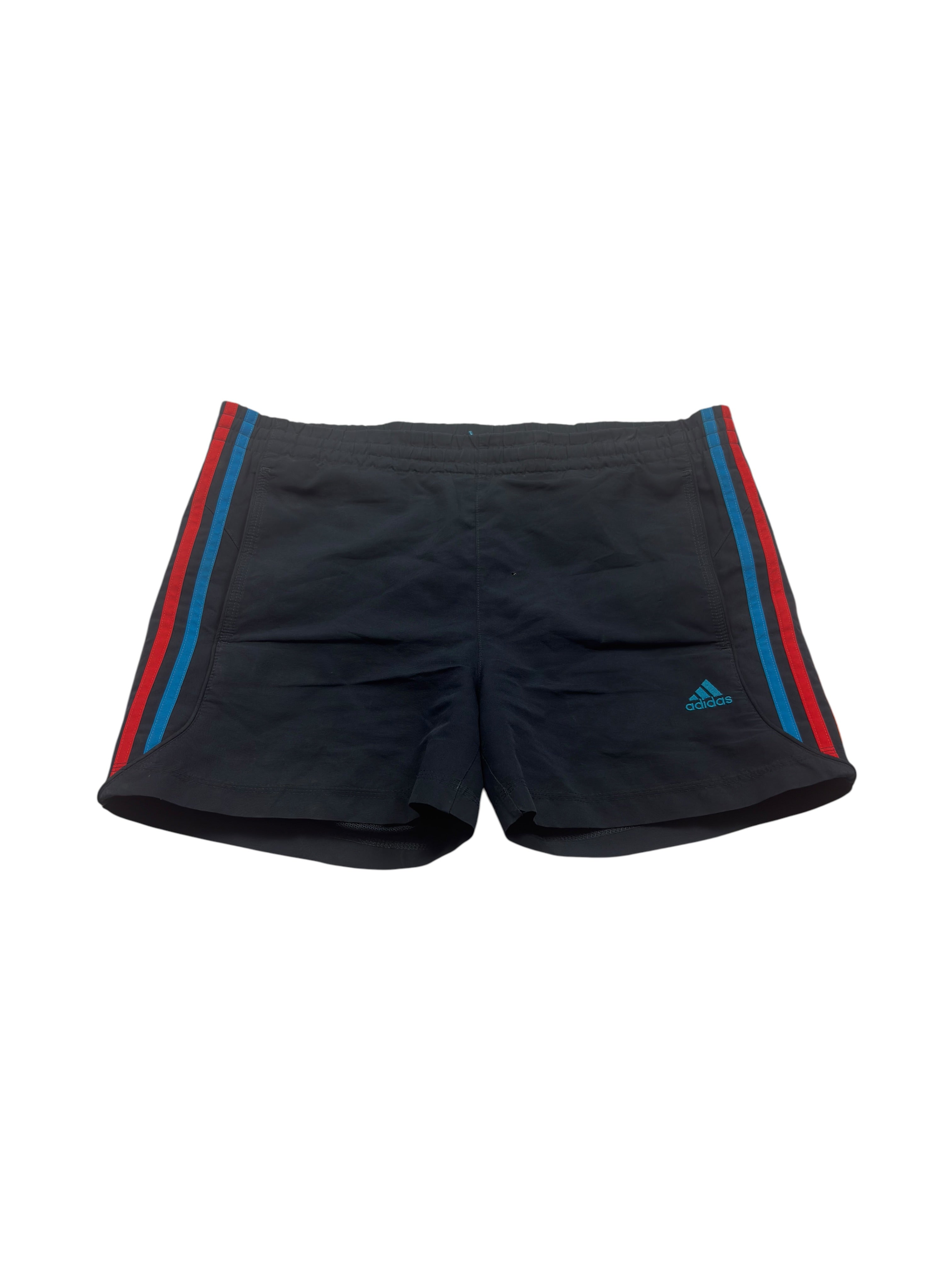 Adidas Climacool Vintage Sportshorts Schwarz M mit roten und blauen Seitenstreifen