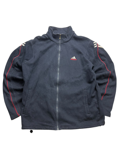 Adidas Vintage Trackjacket in Navy und Blau mit weißem Colorblock-Panel und gesticktem Performance Logo