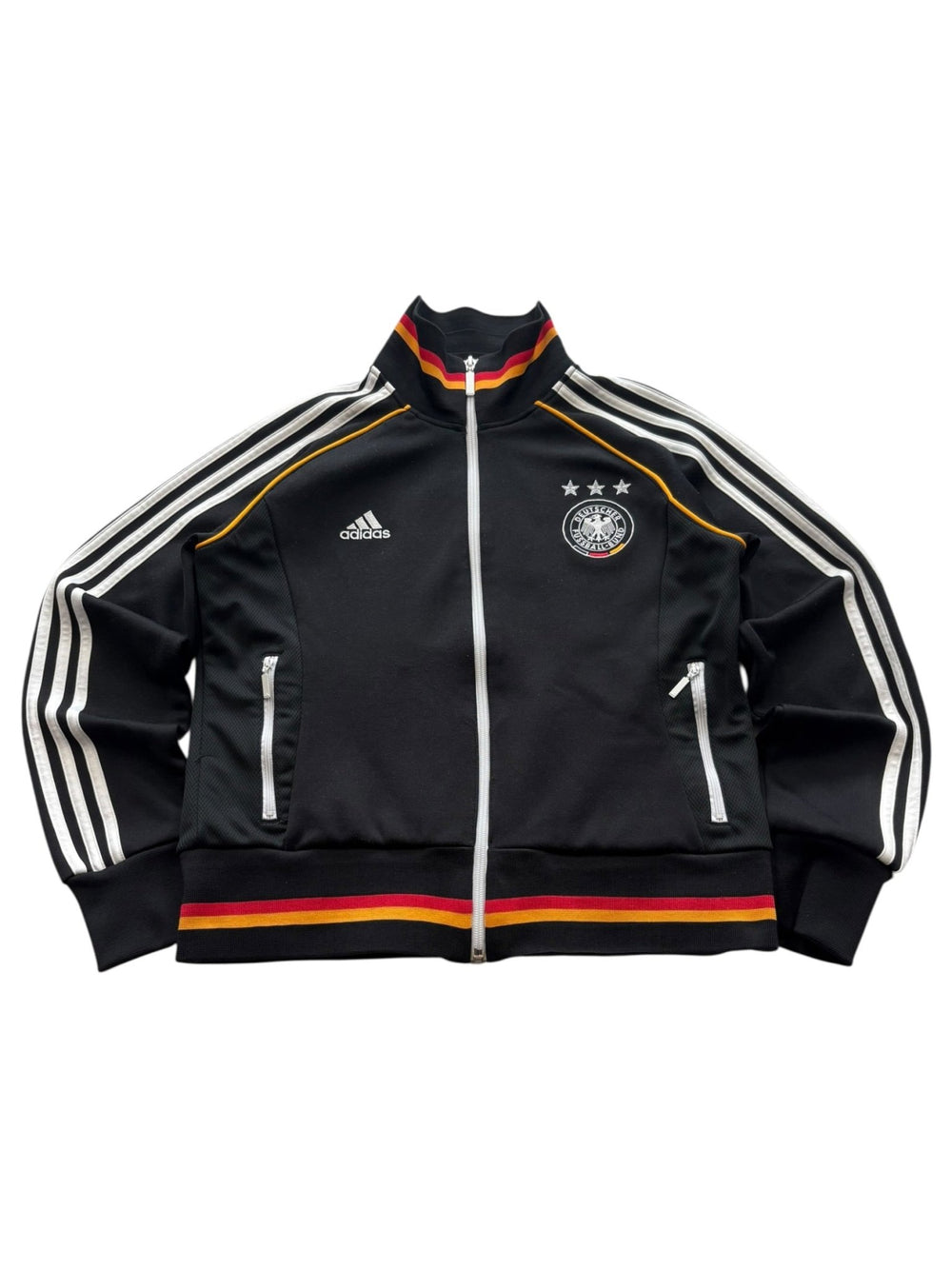 Adidas DFB Deutschland Vintage Trackjacket in Schwarz mit Three Stripes, Drei-Sterne-Wappen und Adidas Logo