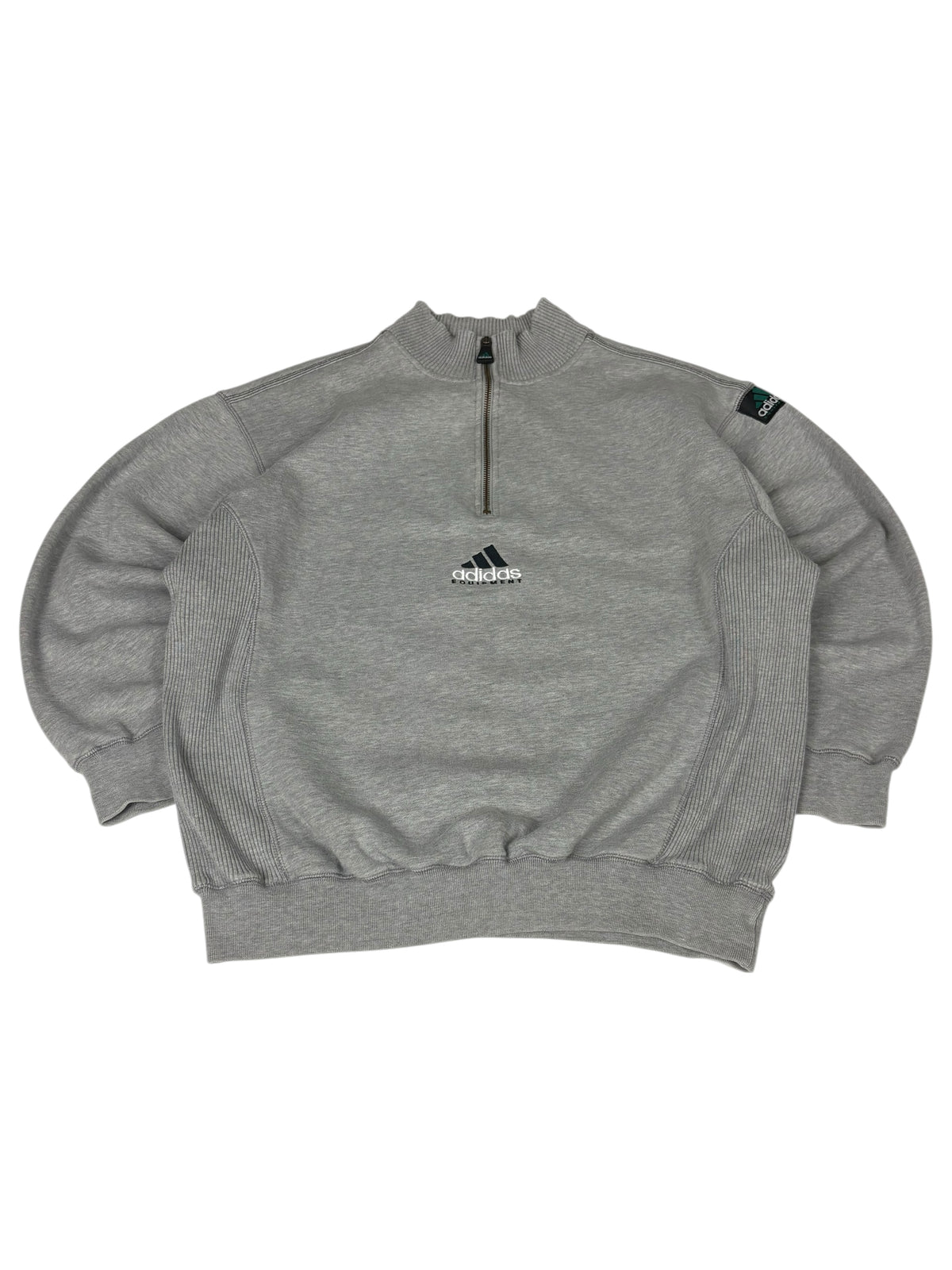 Adidas Equipment 90s Vintage Half Zip Sweater in Grau – Vorderansicht