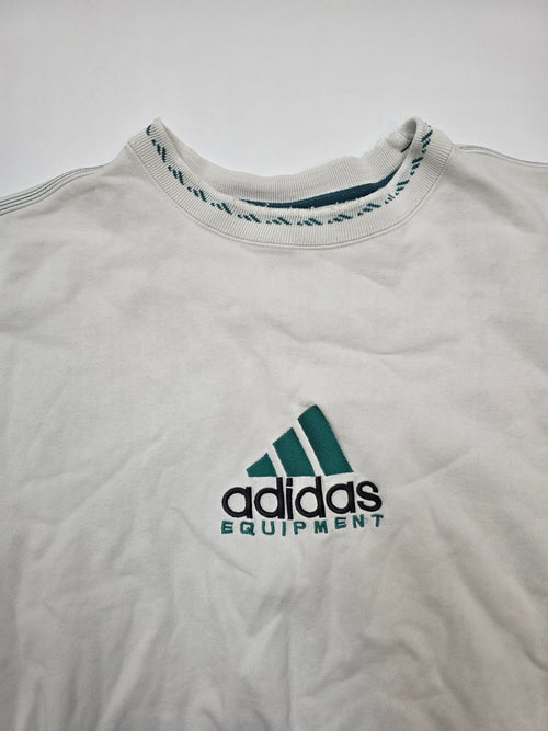 Adidas Equipment Vintage Sweater in Offwhite/Grün – Logo im Detail