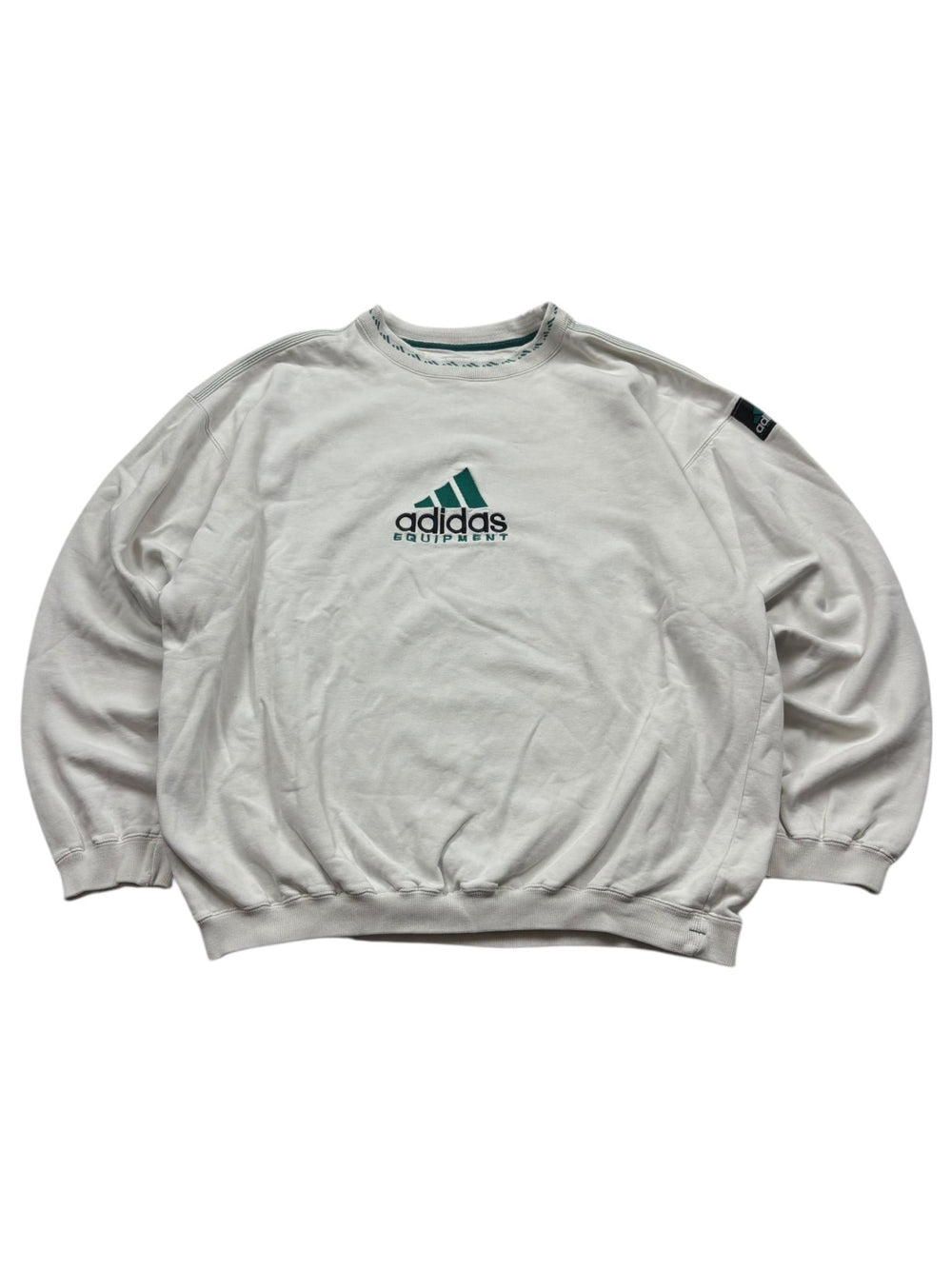 Adidas Equipment Sweater - Offwhite/Grün (L) - PKeyVintage