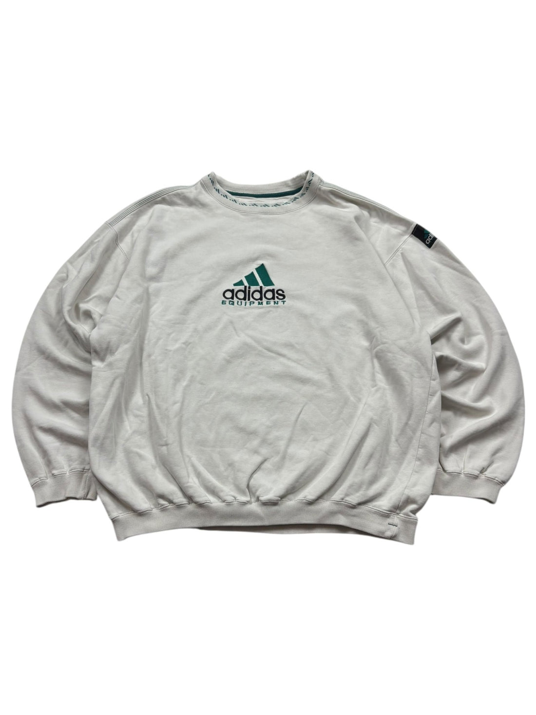 Adidas Equipment Sweater - Offwhite/Grün (L) - PKeyVintage