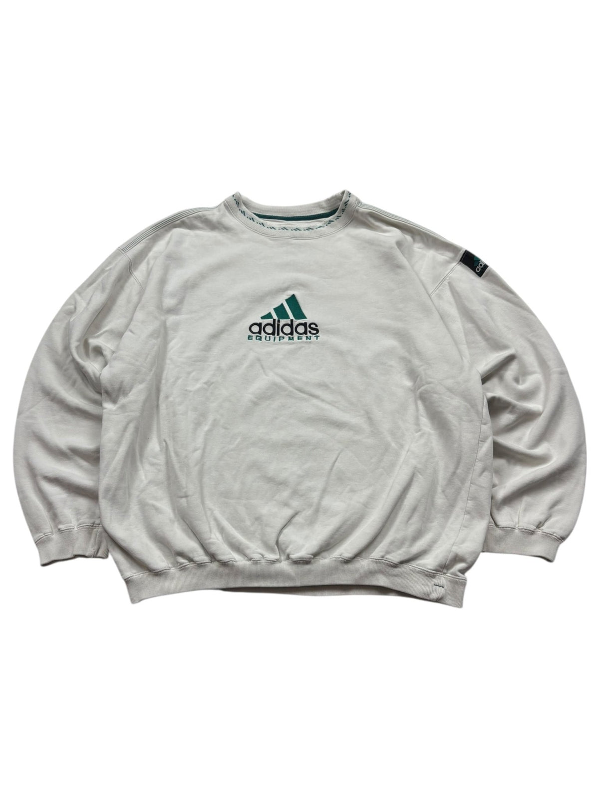 Adidas Equipment Sweater - Offwhite/Grün (L) - PKeyVintage
