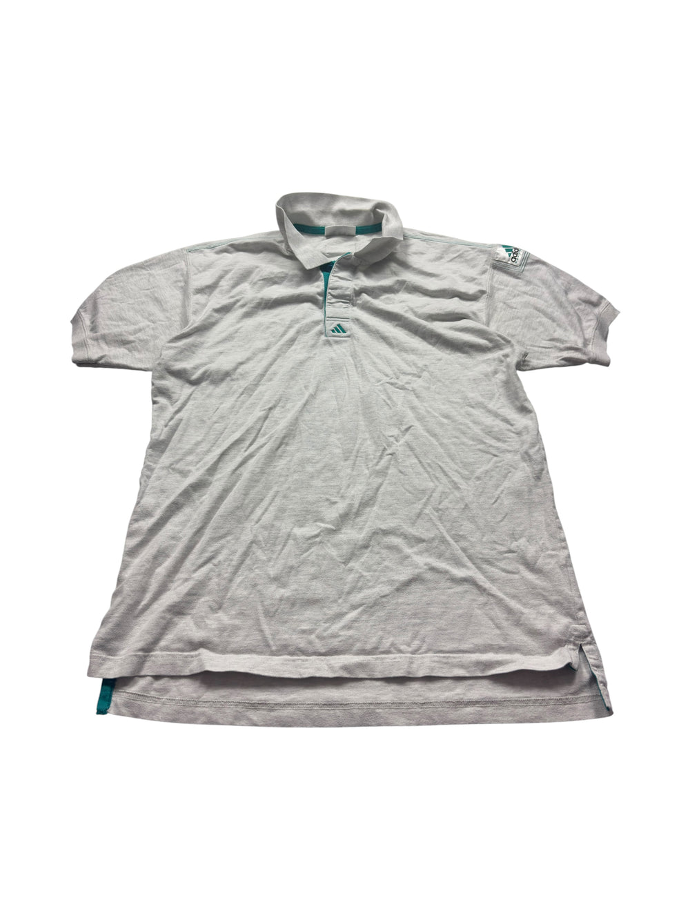 Hellgraues Adidas Equipment Vintage Poloshirt, Vorderansicht