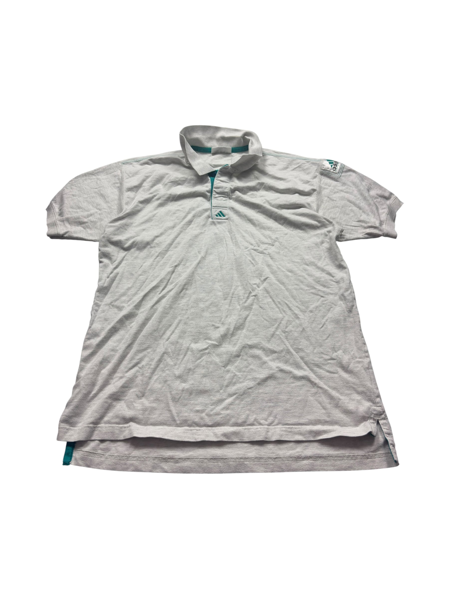 Hellgraues Adidas Equipment Vintage Poloshirt, Vorderansicht
